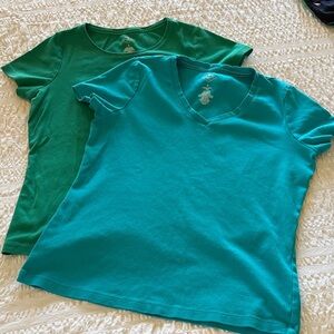St. John's Bay Teal and Green Short Sleeve Tops